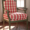 Louis XVI Armchair iwth red check fabric