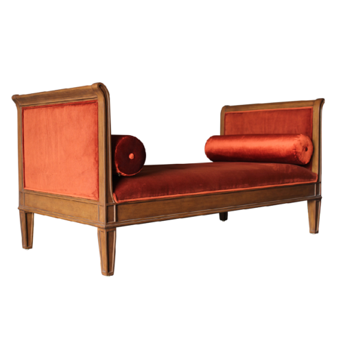 Salon Daybed Mahogany wood and red fabric