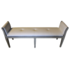 Sofia Bench Grey finish with white fabric and blue piping